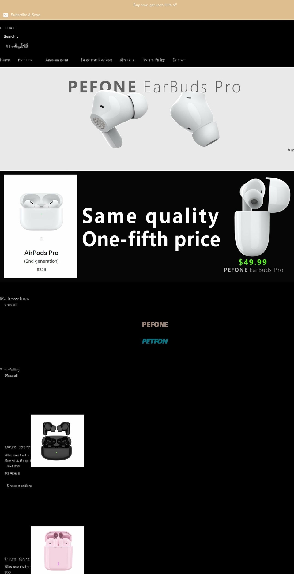 pefone.com shopify website screenshot