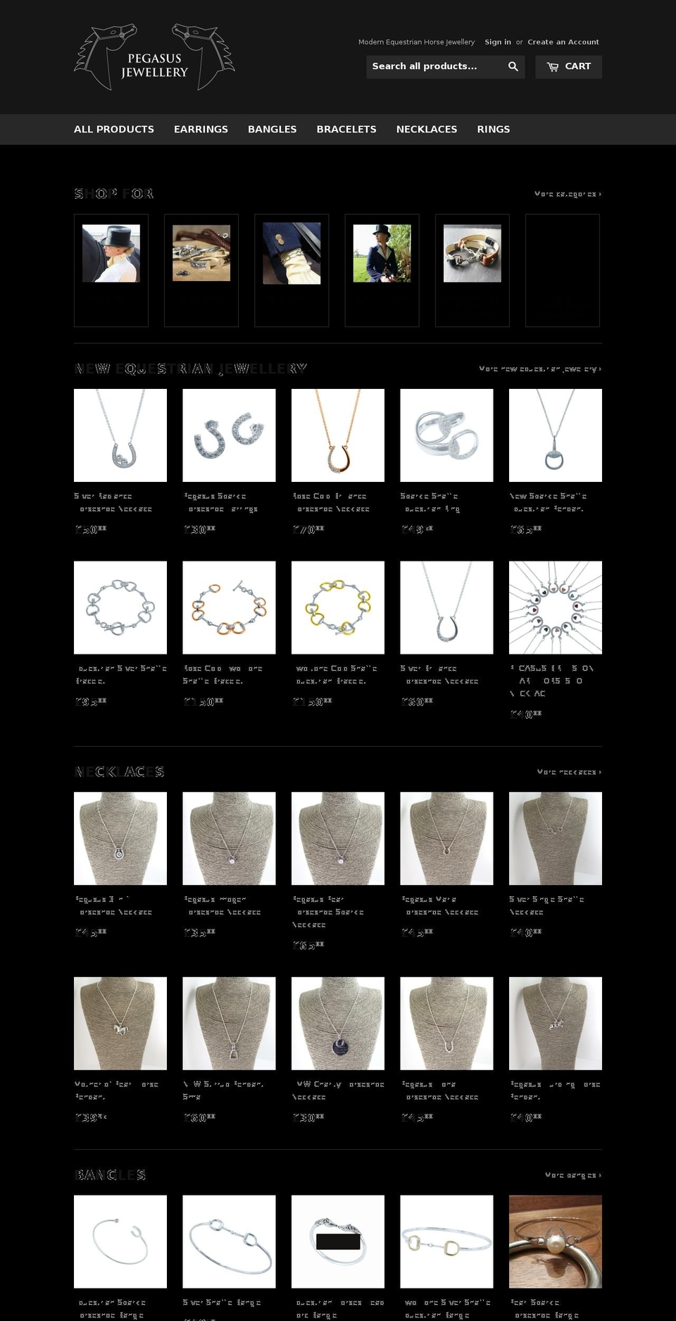 pegasusjewellery.net shopify website screenshot