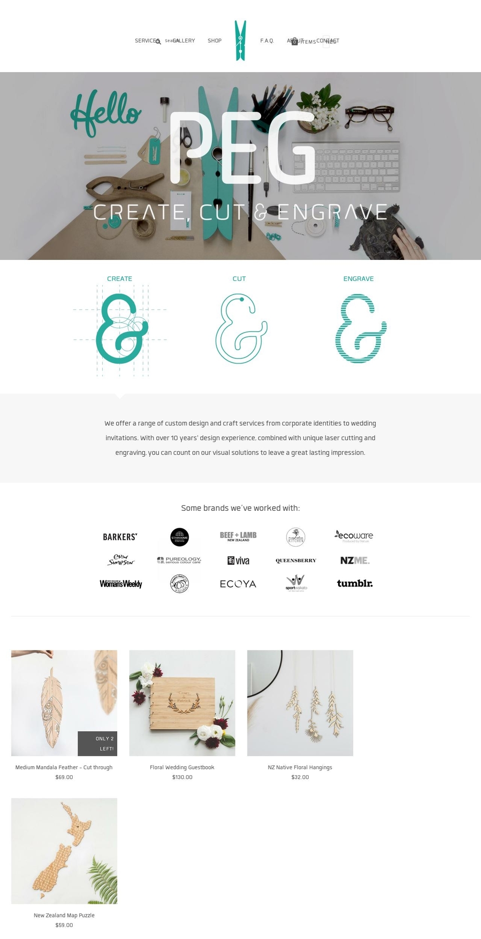 pegcreative.com — Shopify storefront screenshot