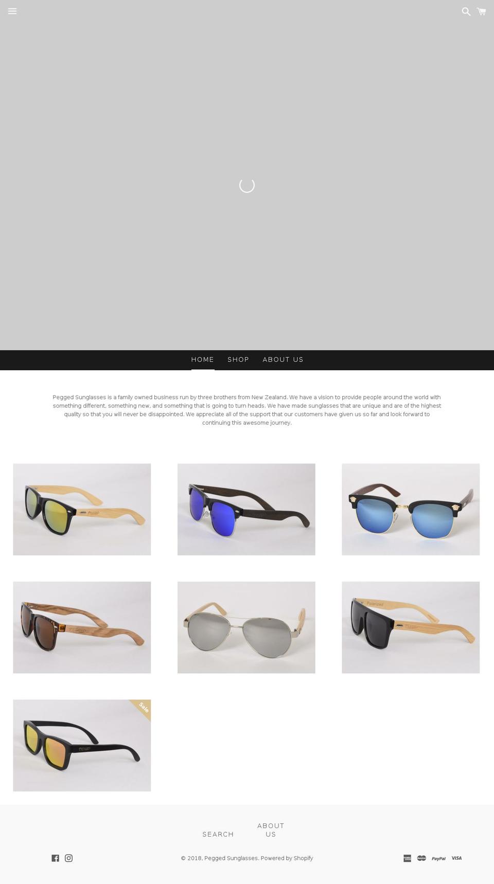 peggedsunglasses.com — Shopify storefront screenshot