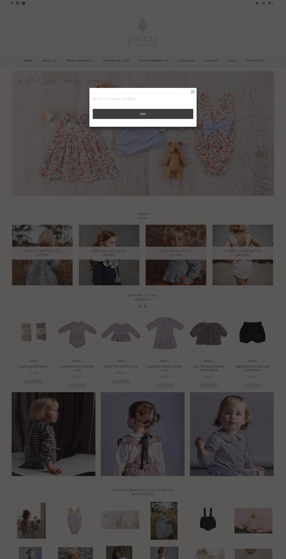 peggy.com.au shopify website screenshot