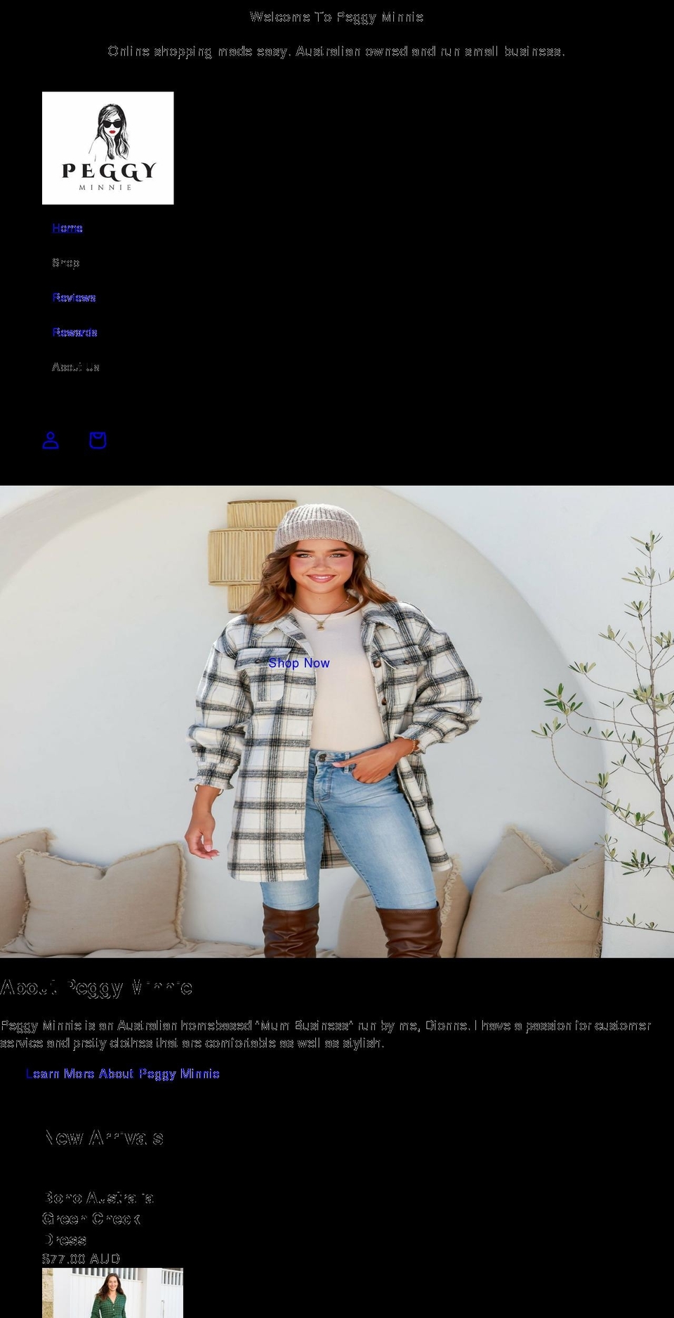 peggyminnie.com.au shopify website screenshot
