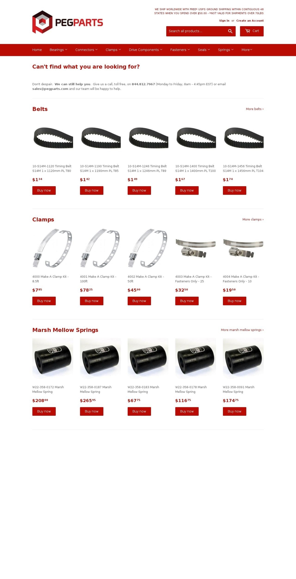 pegparts.com shopify website screenshot