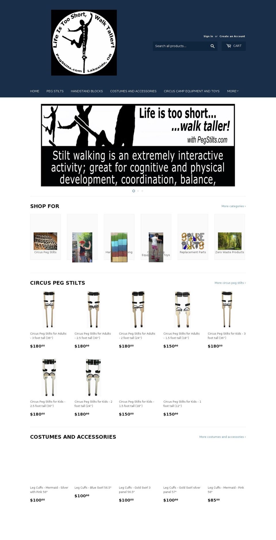 pegstilts.net shopify website screenshot