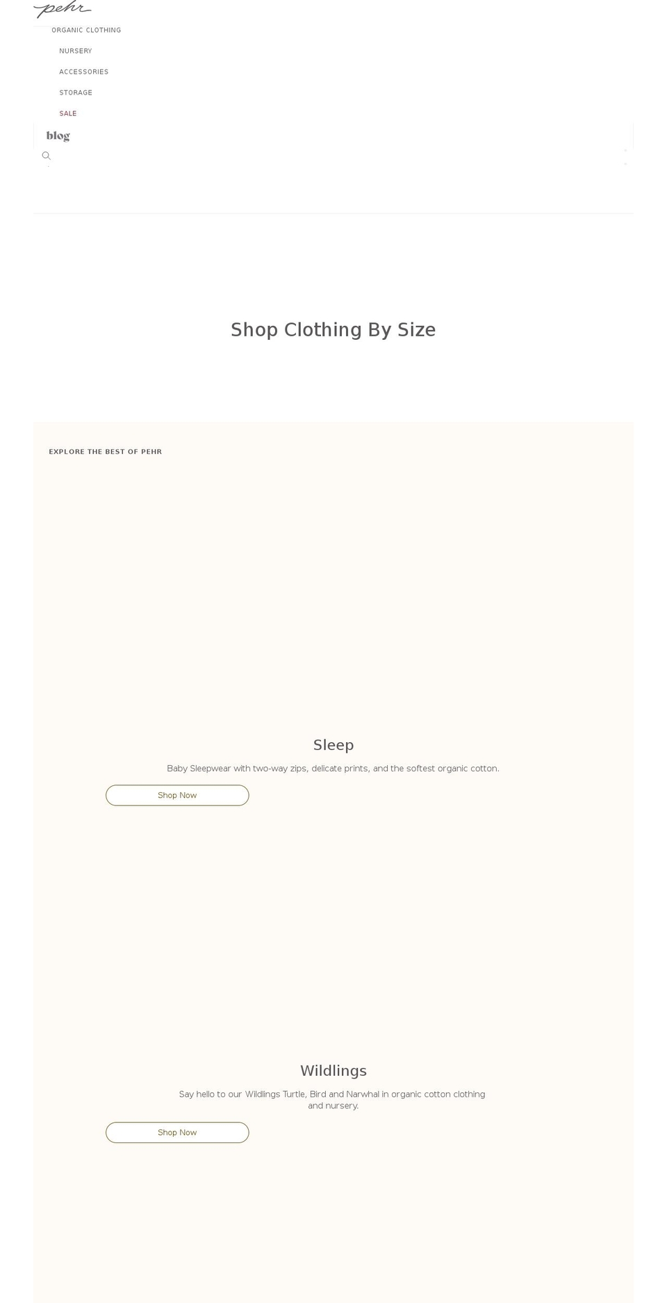 pehr.com shopify website screenshot