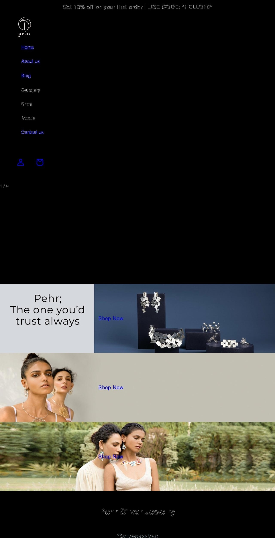 pehrsilver.com shopify website screenshot