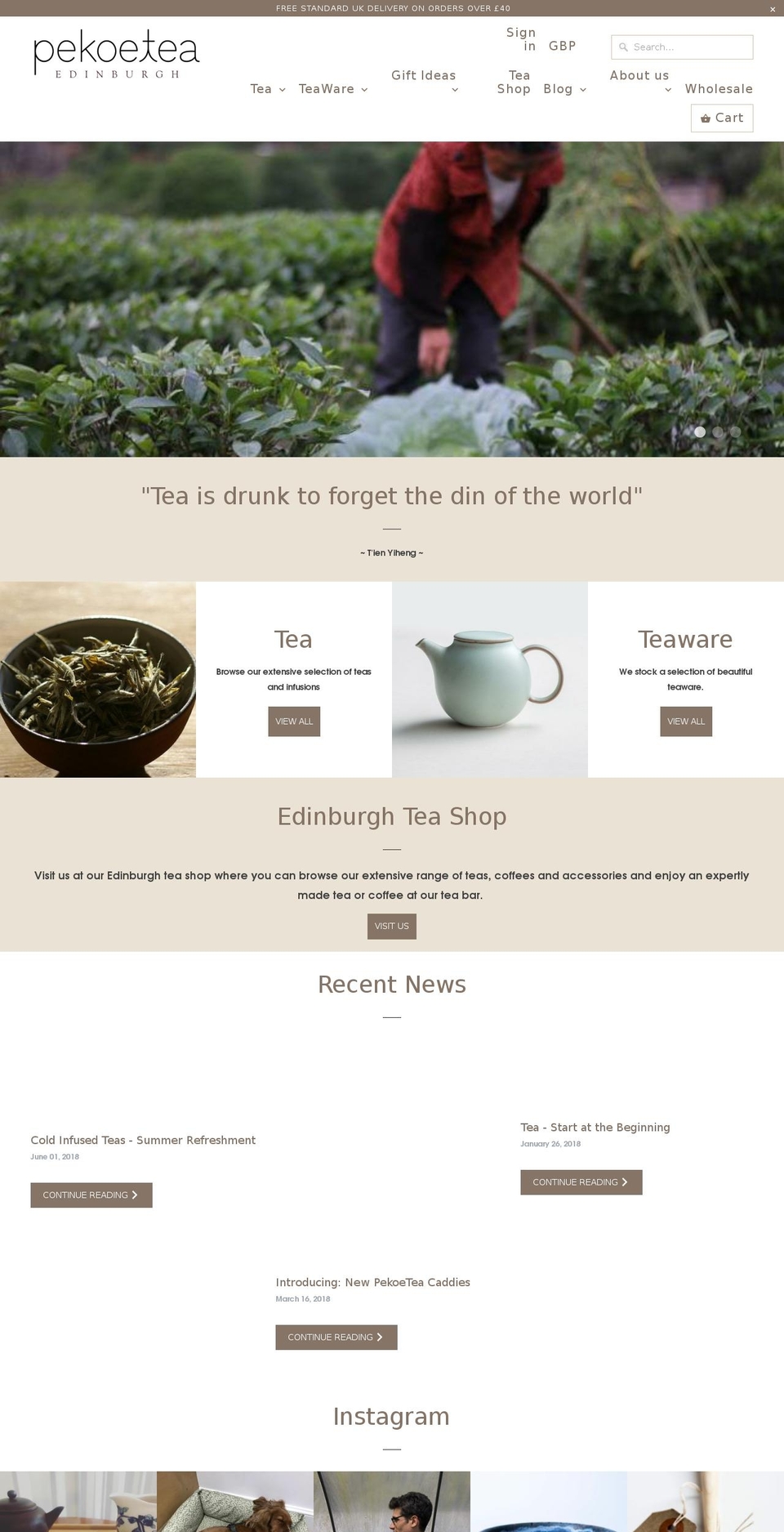 pekoetea.com — Shopify storefront screenshot