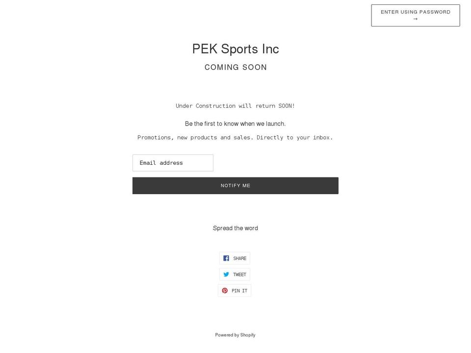 peksports.com shopify website screenshot