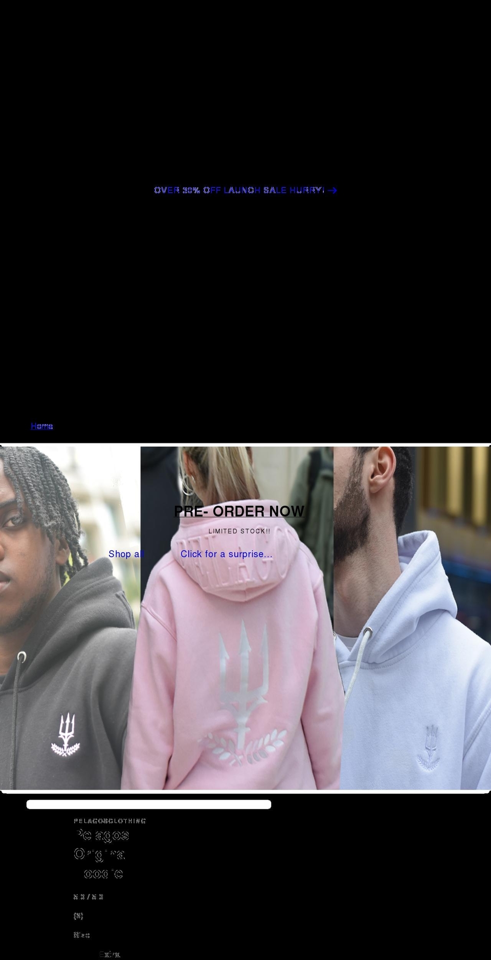 pelagosclothing.com shopify website screenshot