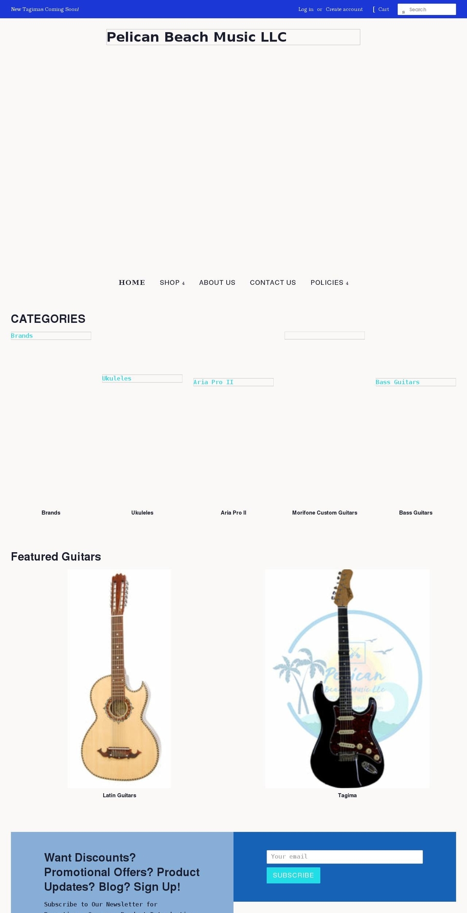 pelicanbeachmusic.com shopify website screenshot