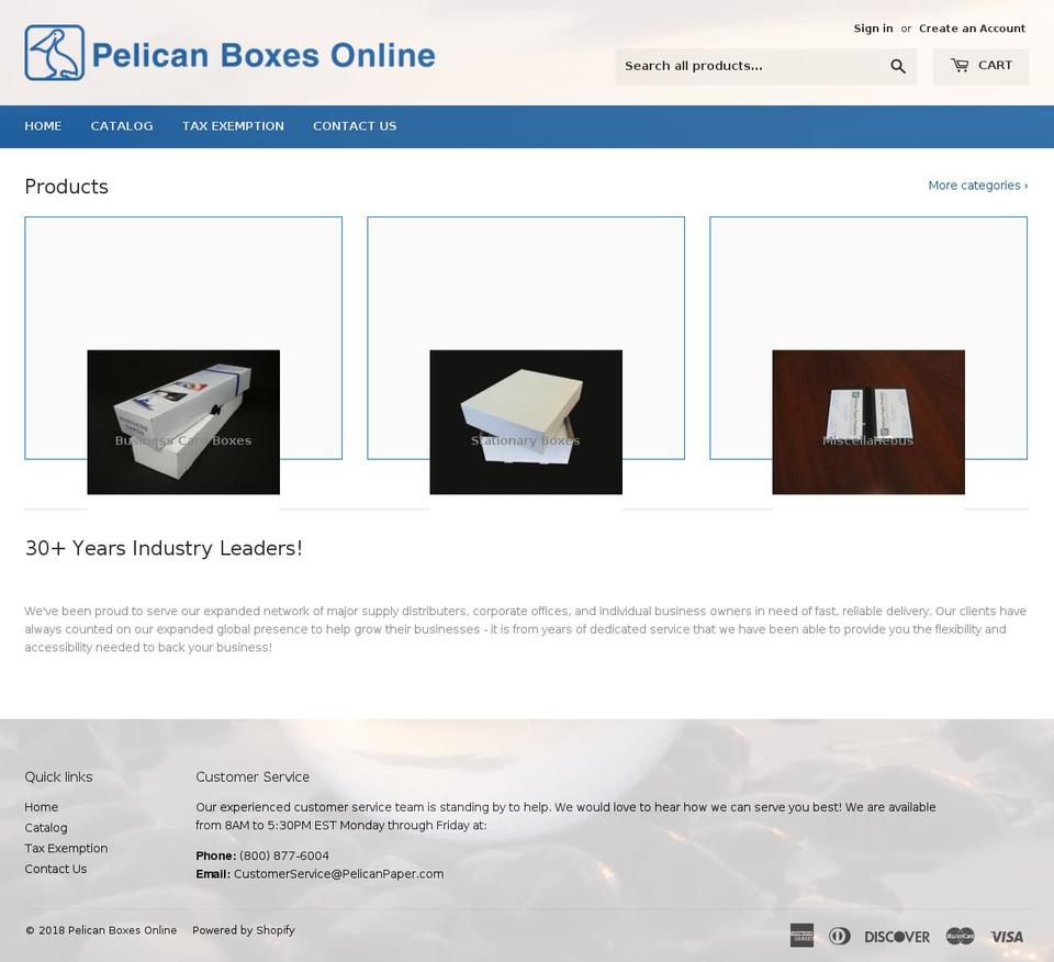 pelicanboxesonline.com — Shopify storefront screenshot