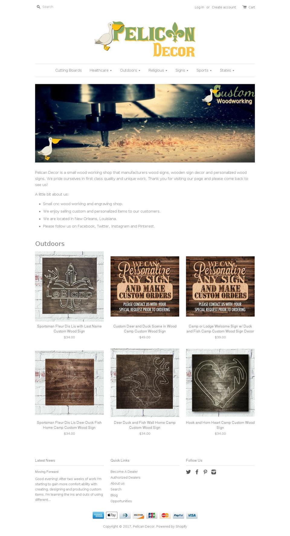 pelicandecor.com shopify website screenshot