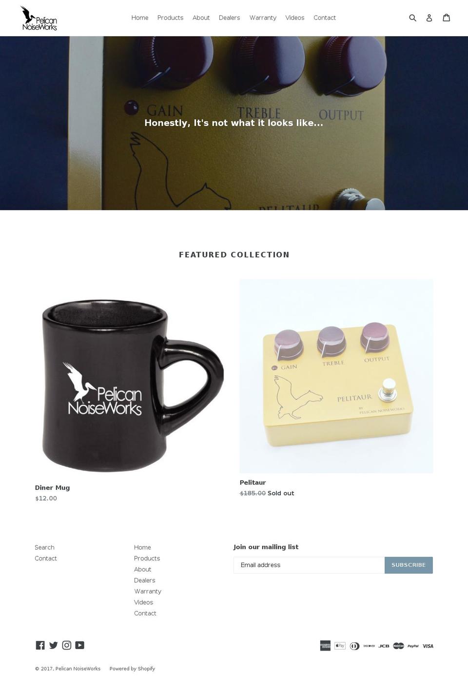 pelicannoiseworks.com shopify website screenshot