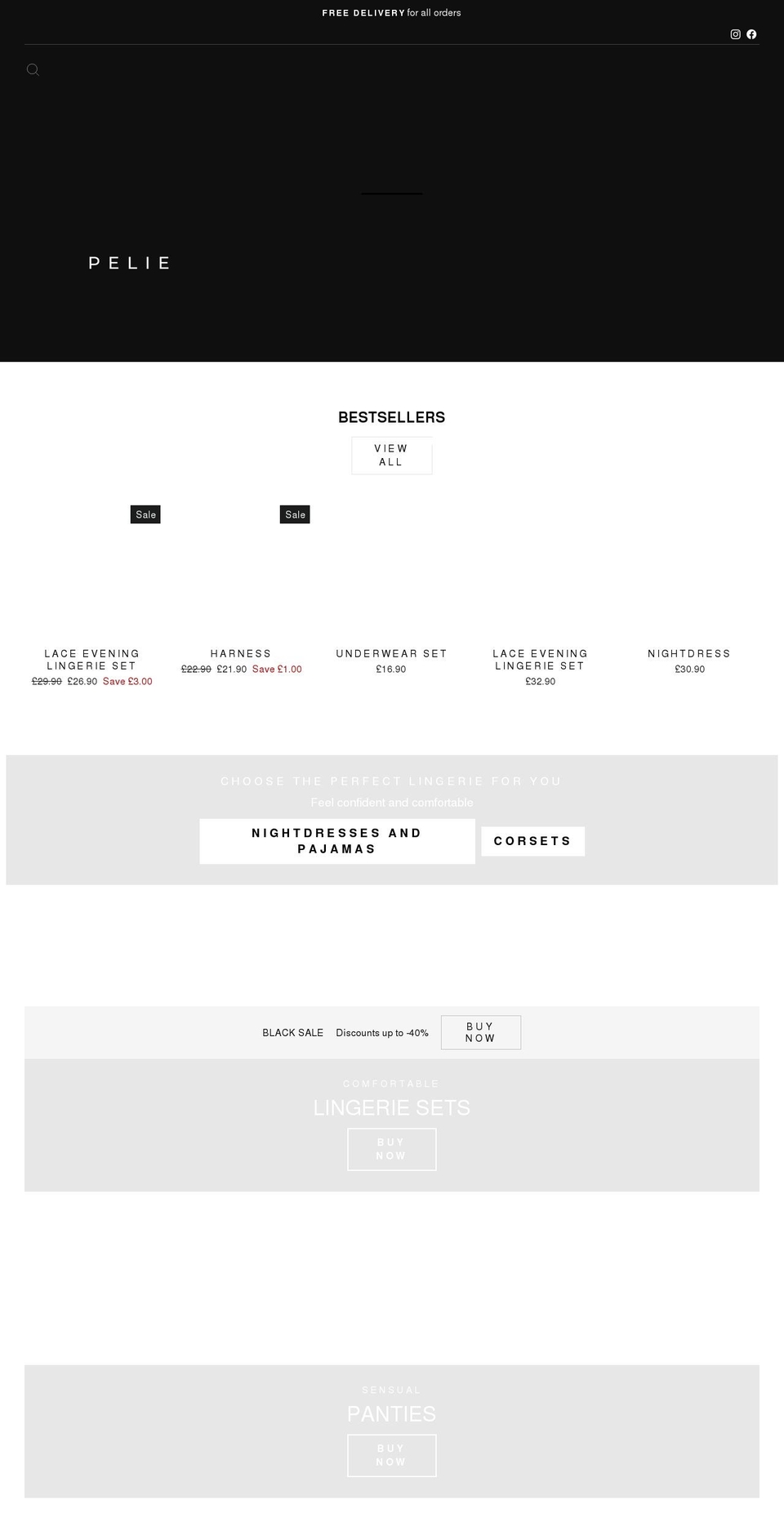 pelie.co.uk shopify website screenshot