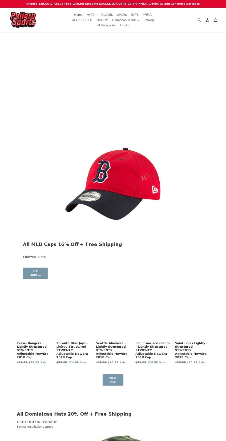 peligrosportsnyc.com shopify website screenshot