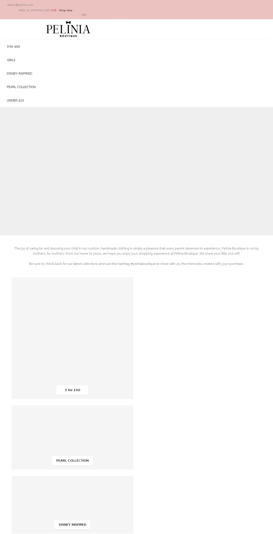 pelinia.com shopify website screenshot