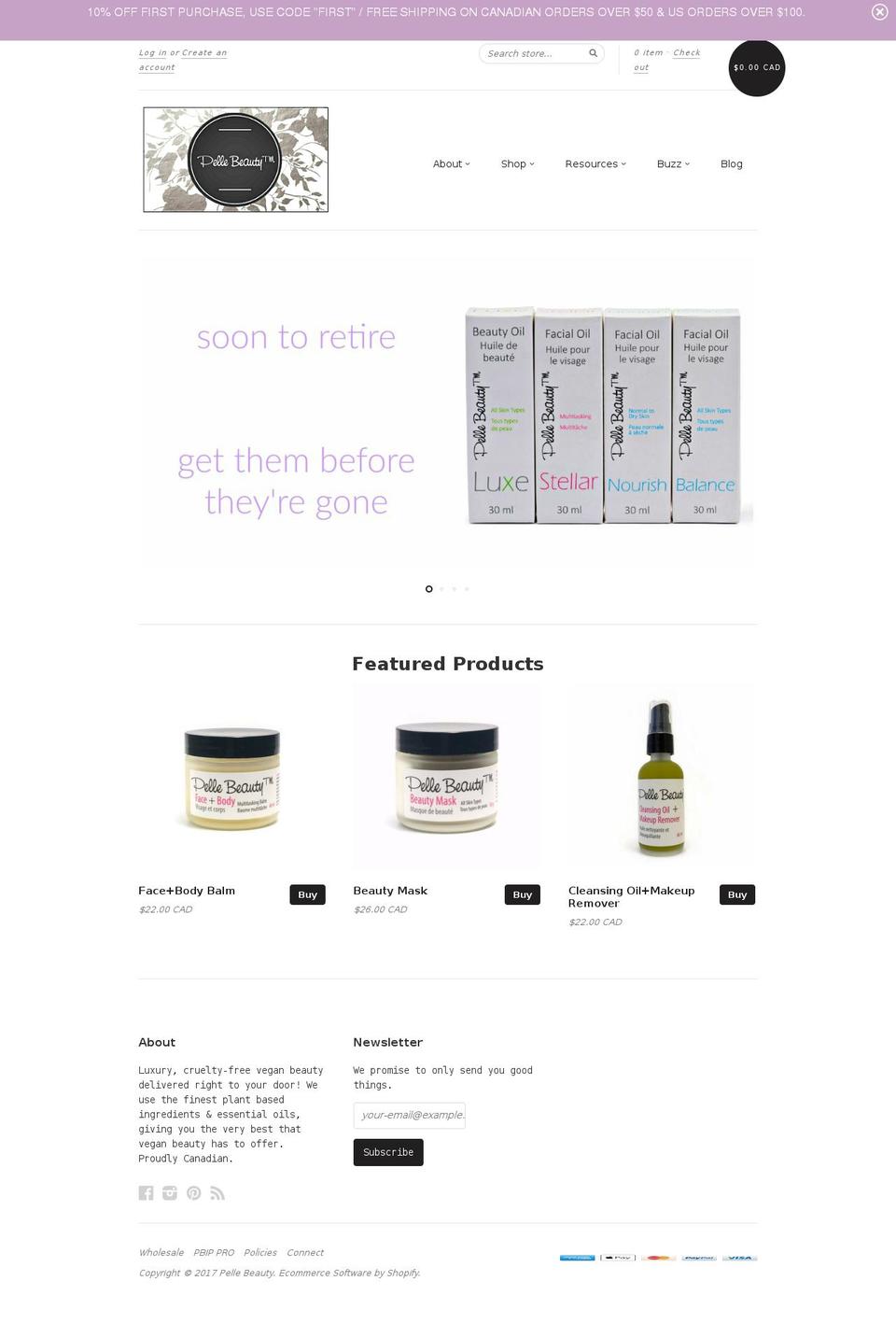 New Standard (new version) Shopify theme site example pelle-beauty.myshopify.com
