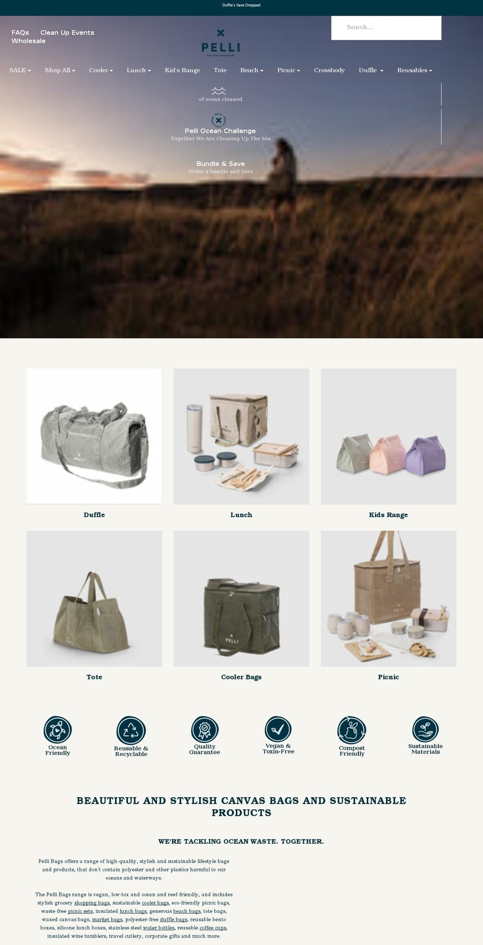 Blossom Shopify theme site example pellibags.com.au