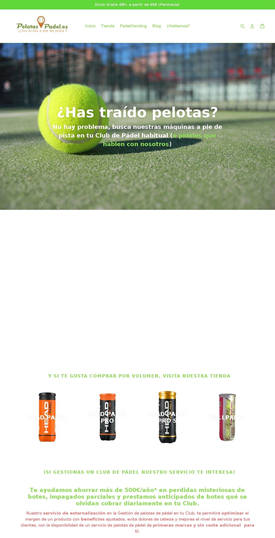 pelotaspadel.es shopify website screenshot