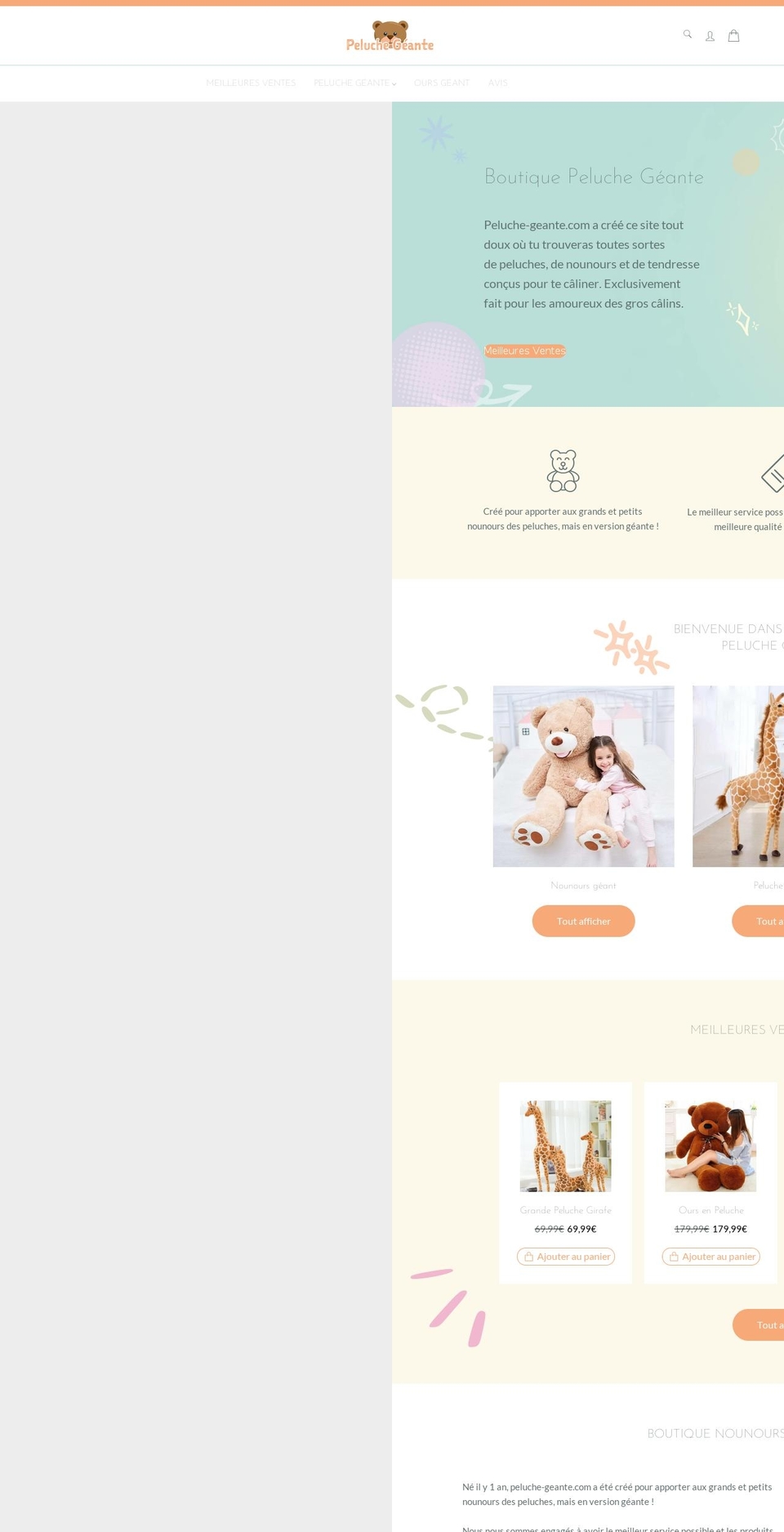 peluche-geante.com shopify website screenshot