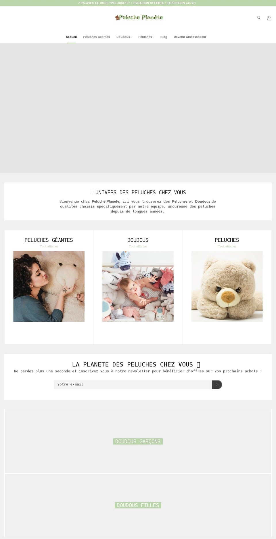 peluche-planete.com shopify website screenshot