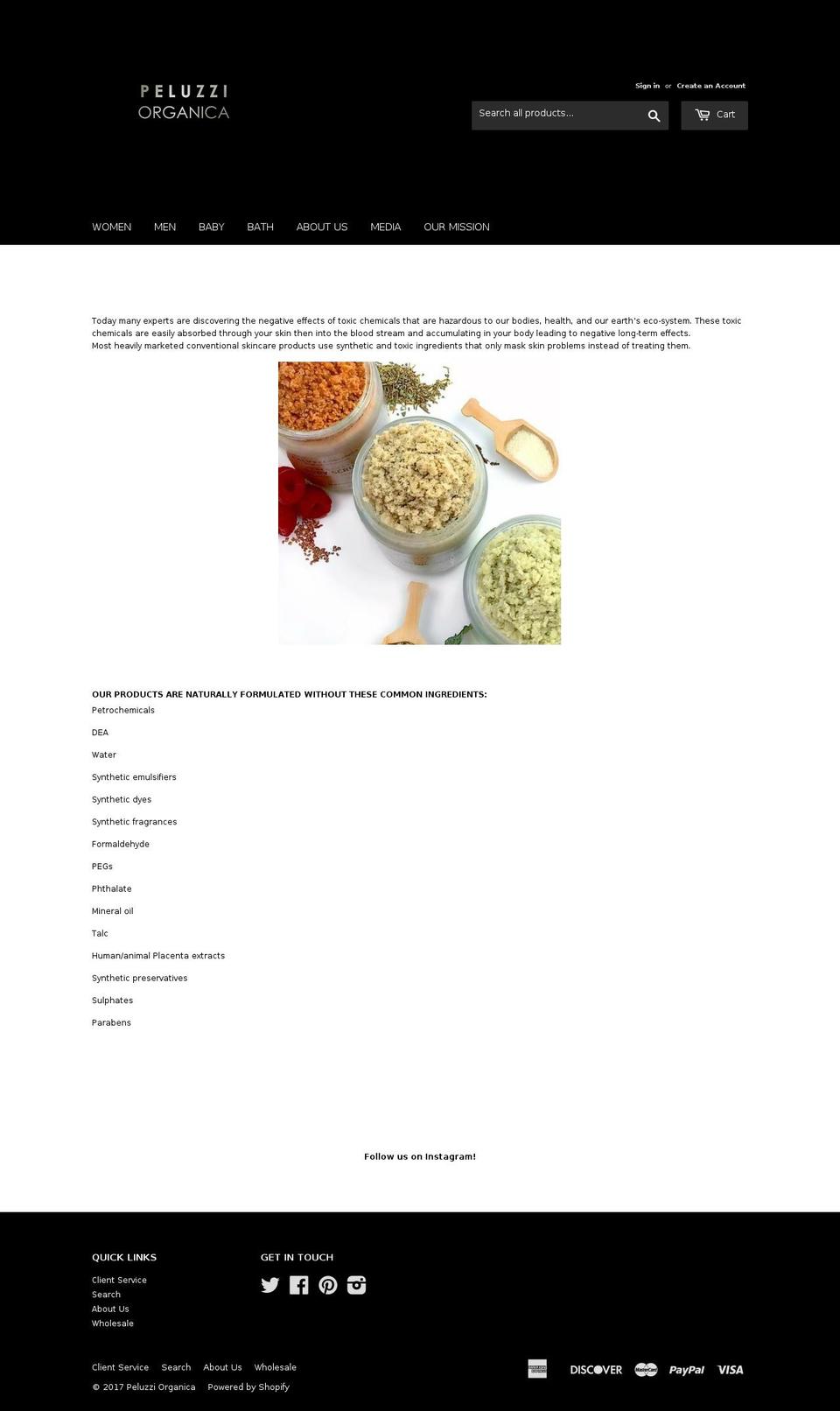 peluzziorganica.com shopify website screenshot