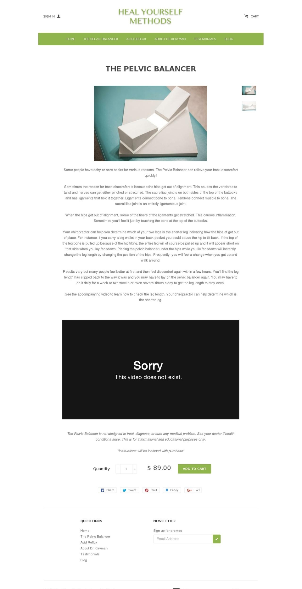 pelvicbalancer.com shopify website screenshot