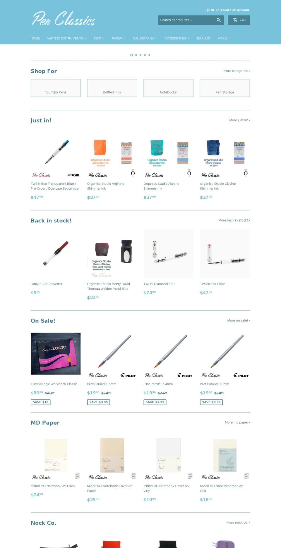 pen-classics.com — Shopify storefront screenshot