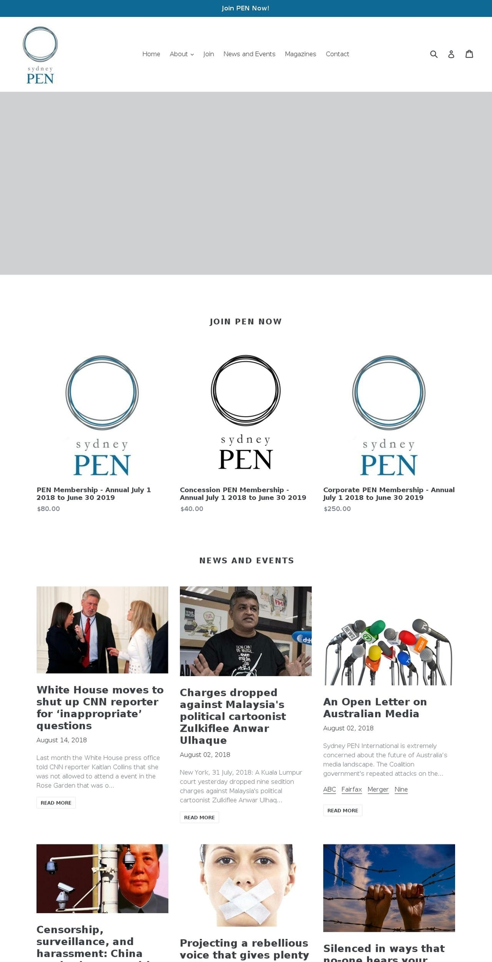 pen.org.au shopify website screenshot