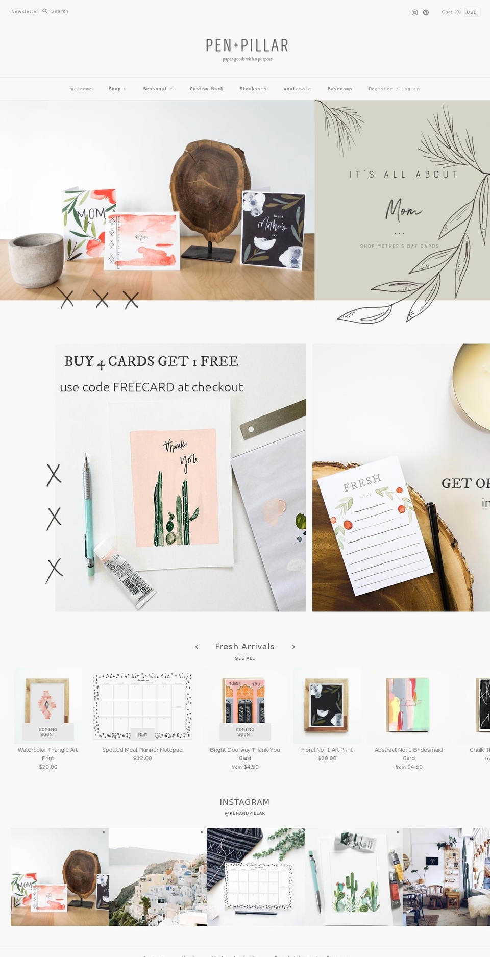 penandpillar.com shopify website screenshot