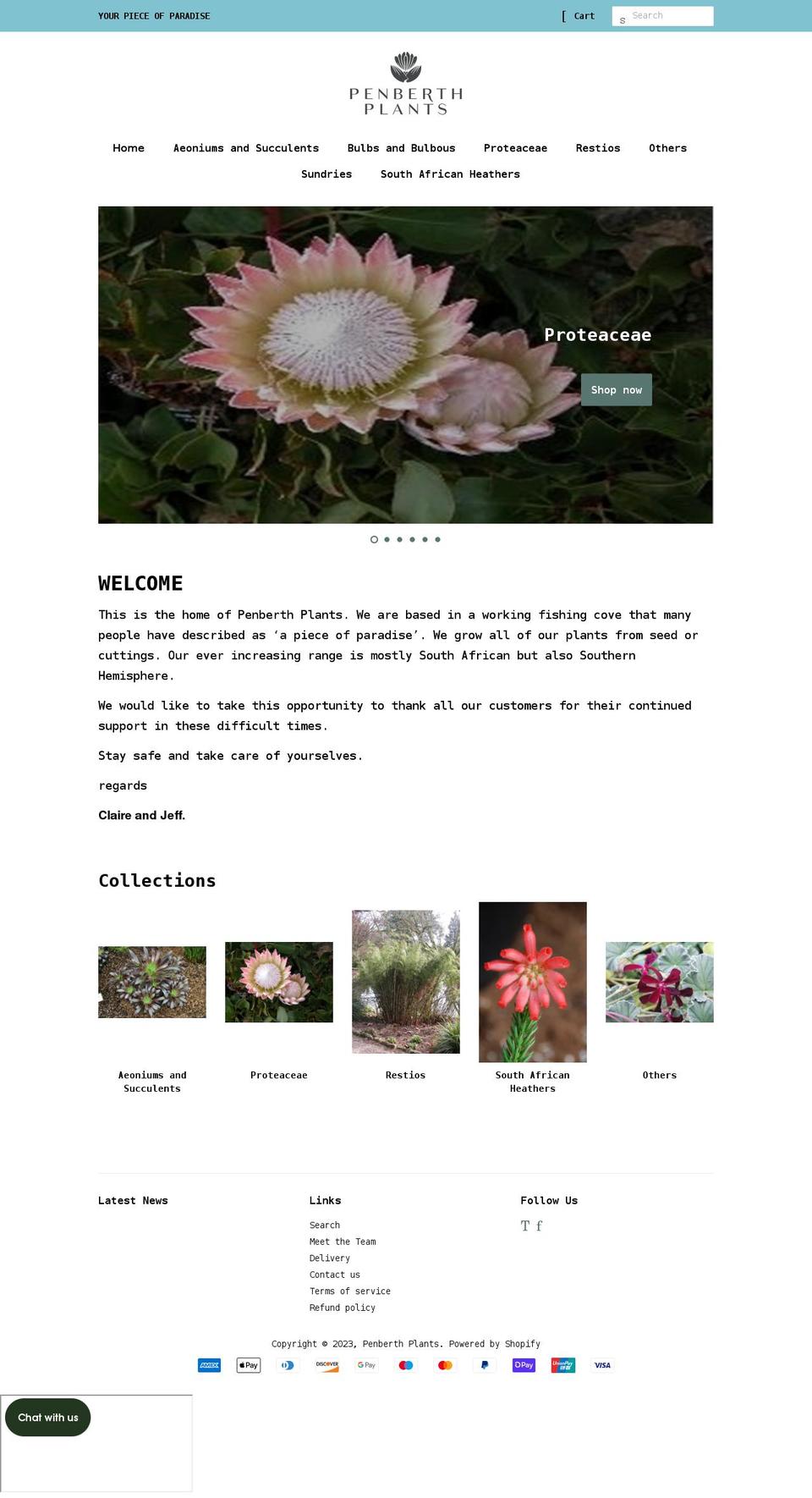 penberthplants.co.uk shopify website screenshot