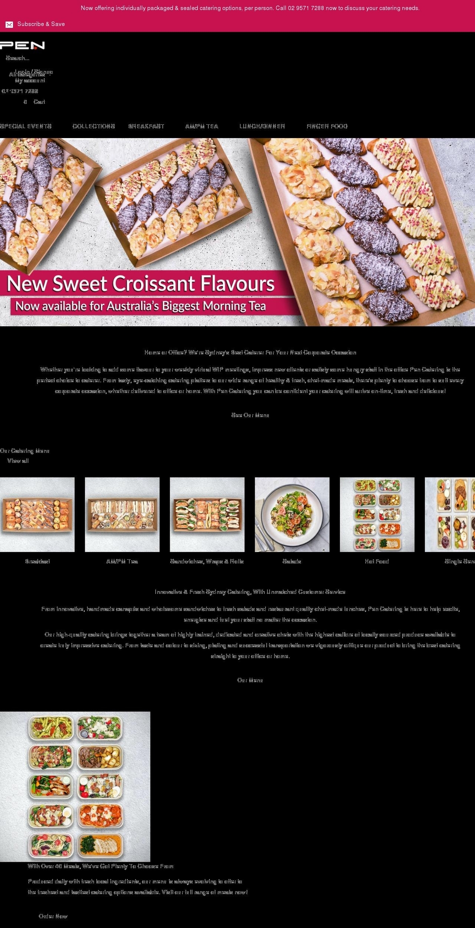 pencatering.com.au shopify website screenshot