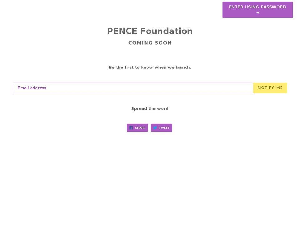 pencefoundation.org shopify website screenshot