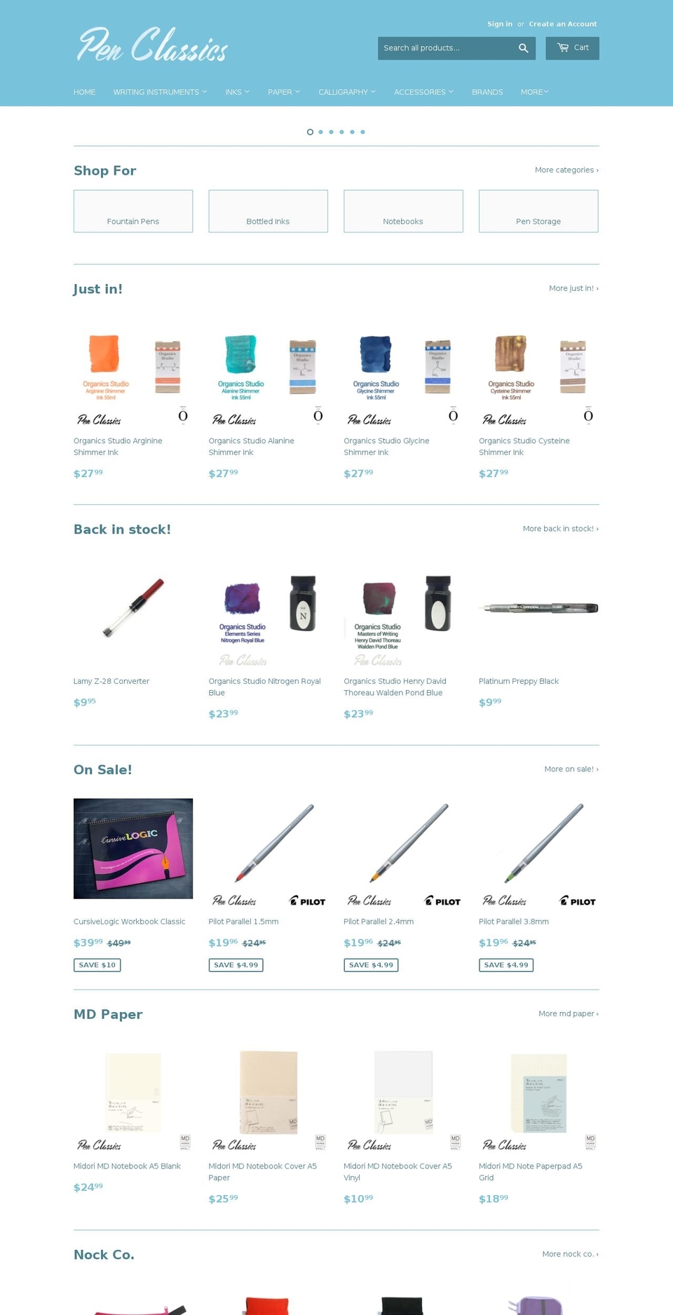 penclassics.nz shopify website screenshot