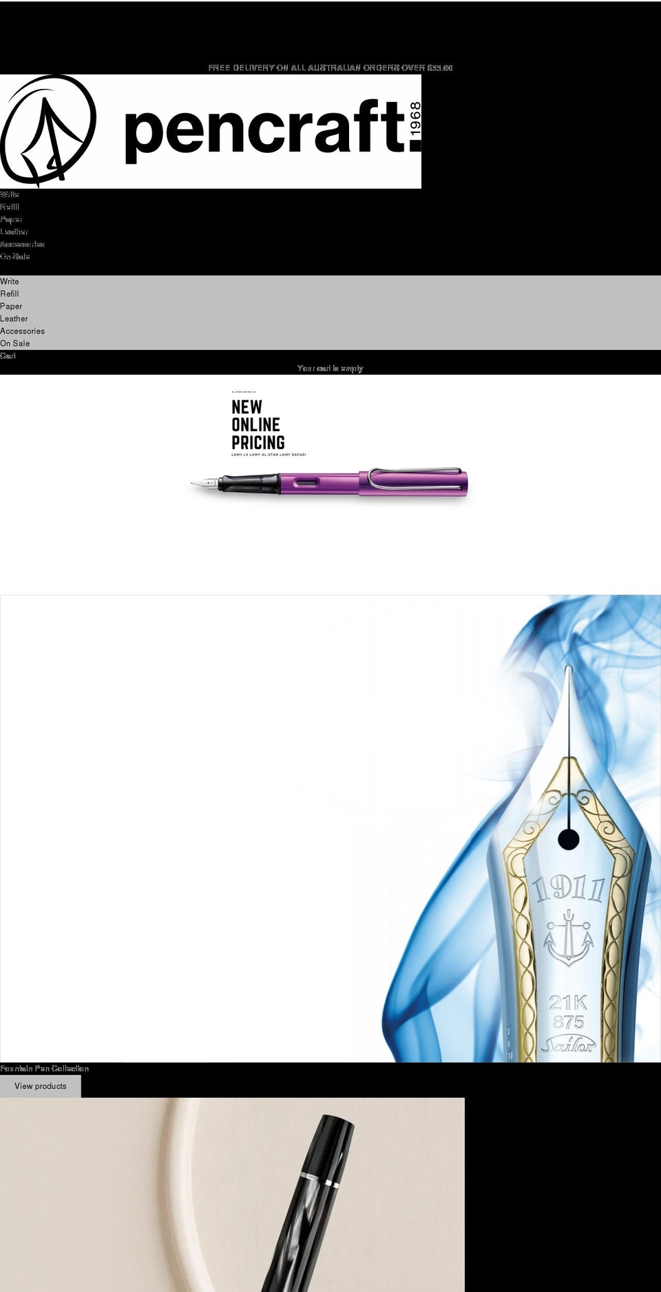 pencraftsa.com.au shopify website screenshot