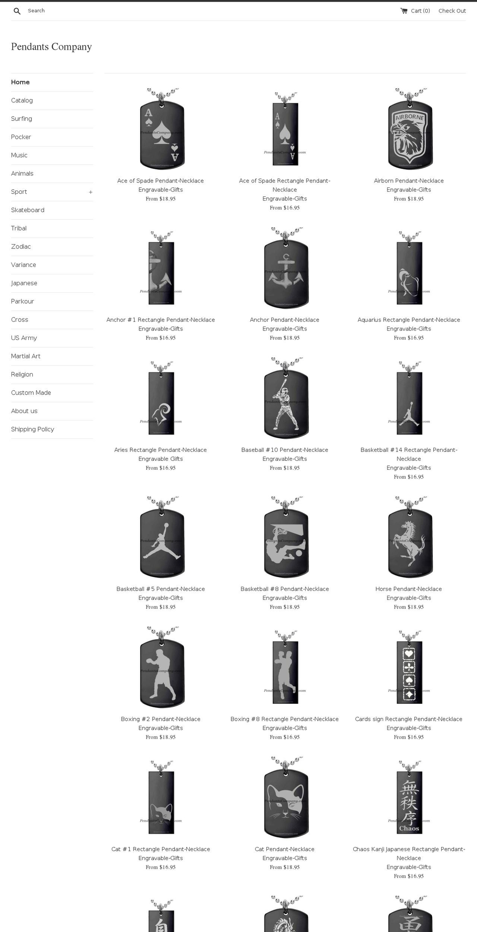 pendantscompany.com — Shopify storefront screenshot