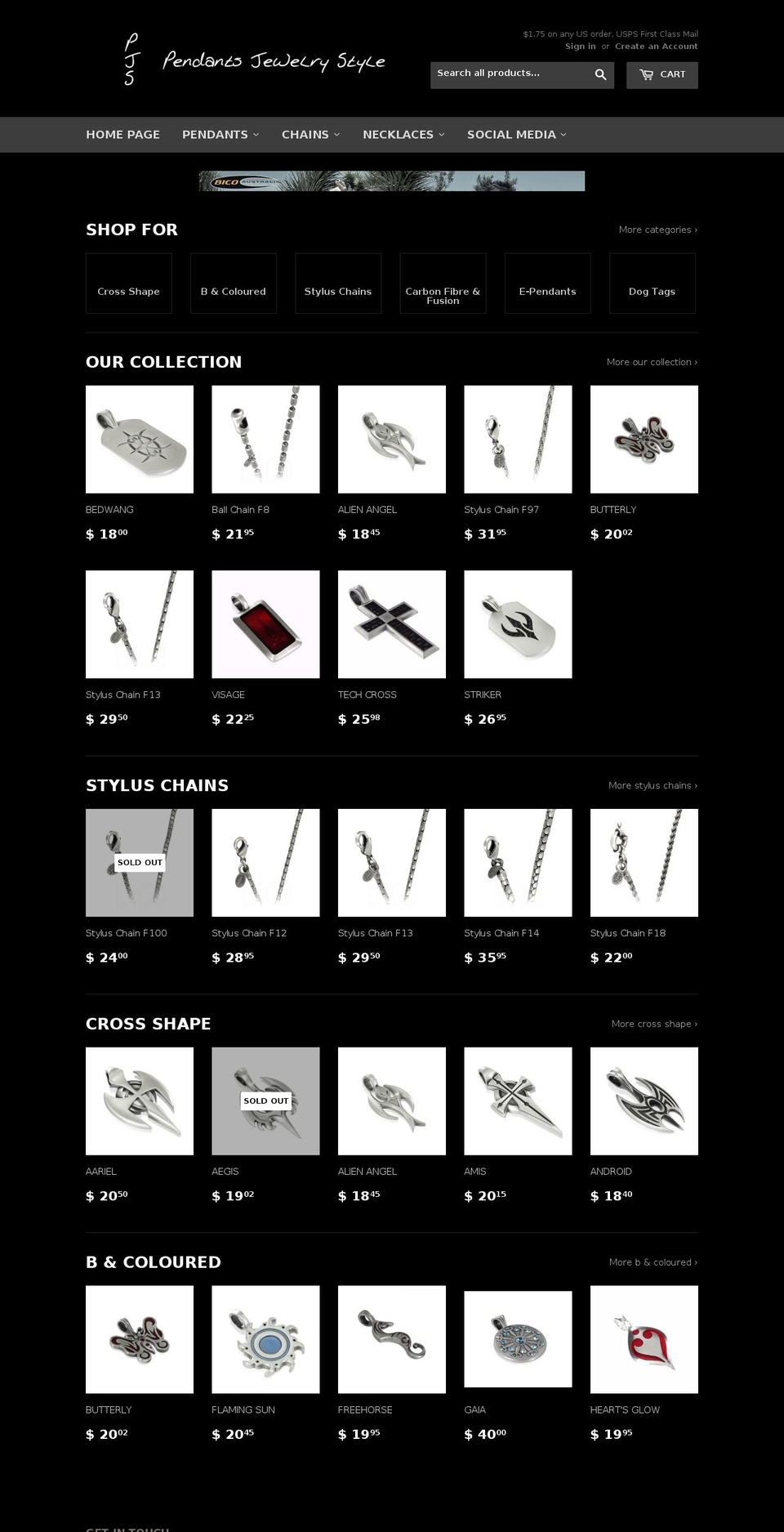 pendantsjewelrystyle.com shopify website screenshot