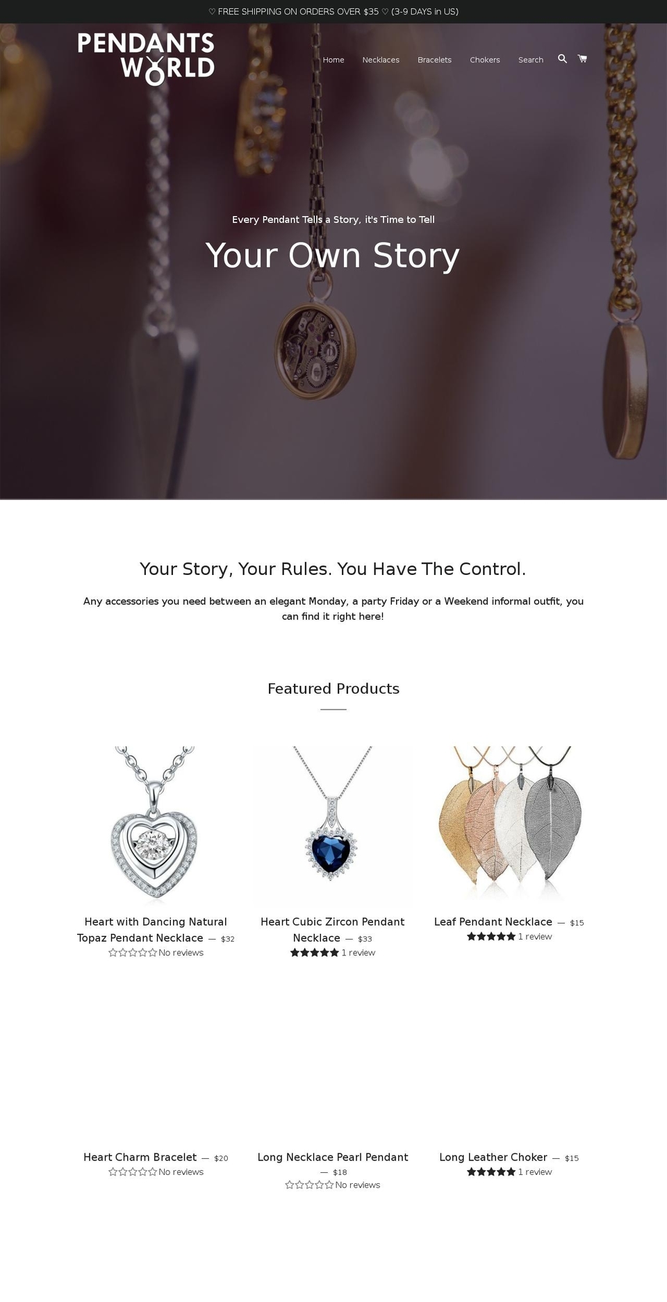 pendantsworld.com — Shopify storefront screenshot