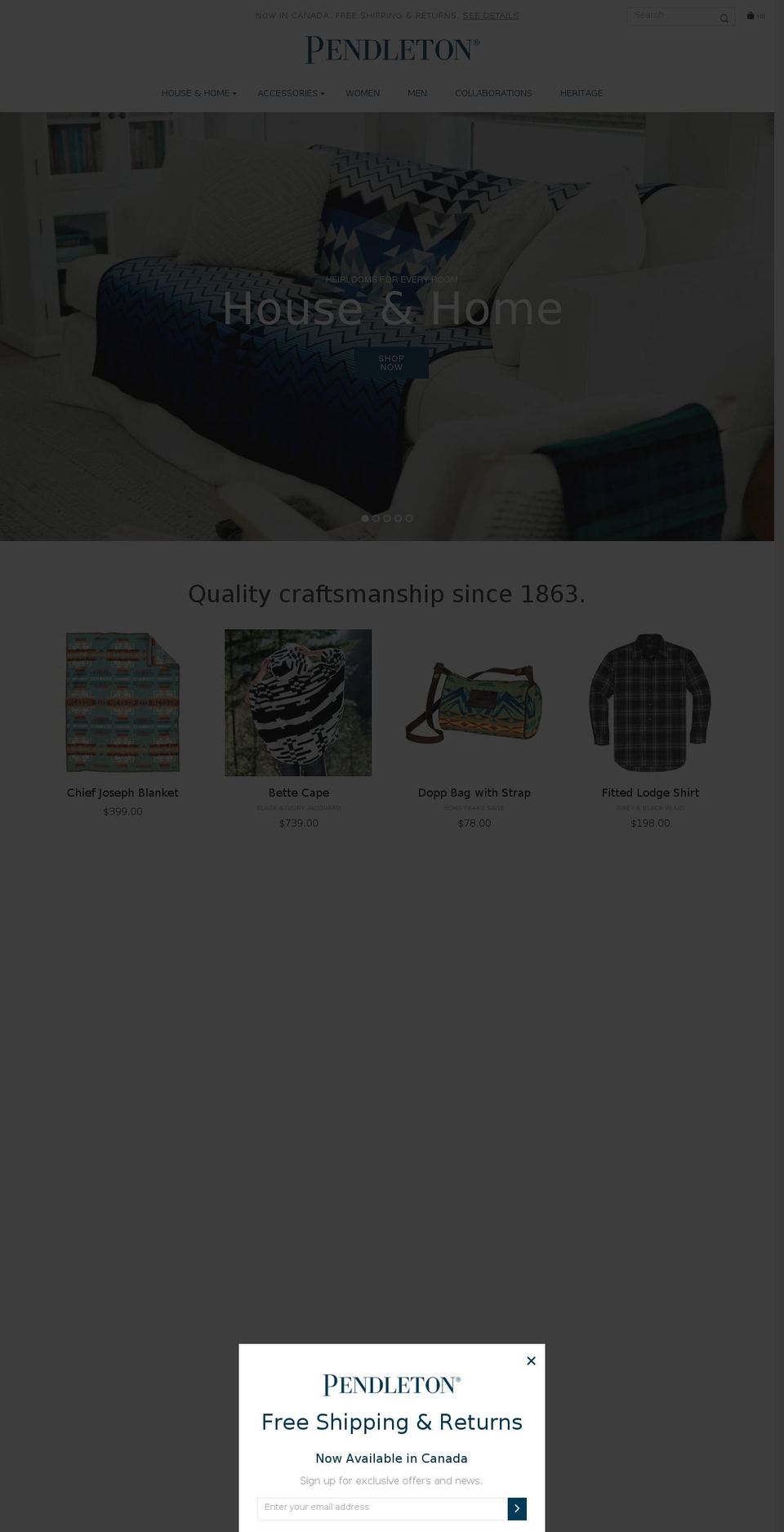 pendleton.ca shopify website screenshot