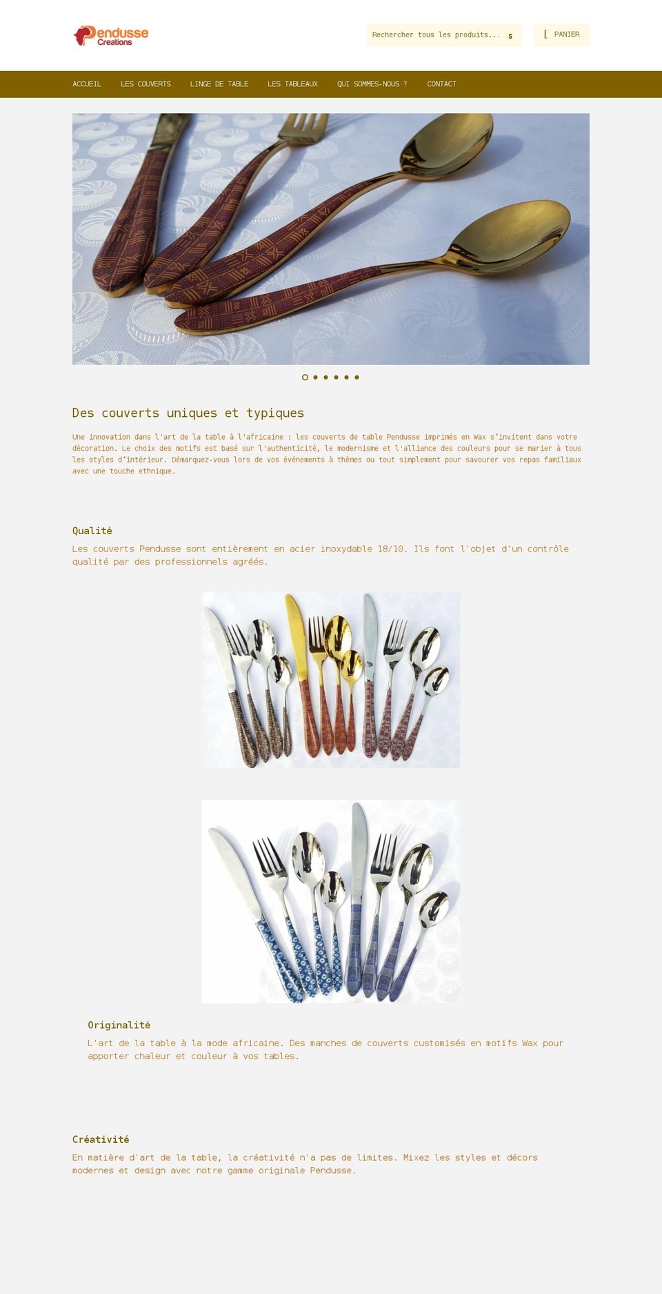 pendussecreations.com shopify website screenshot