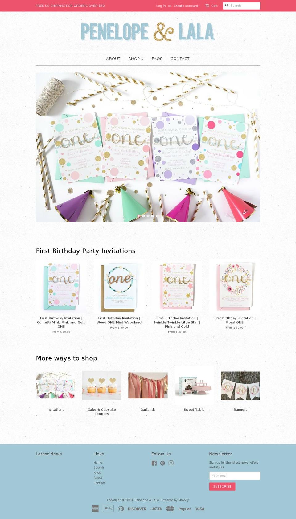 penelopeandlala.com — Shopify storefront screenshot