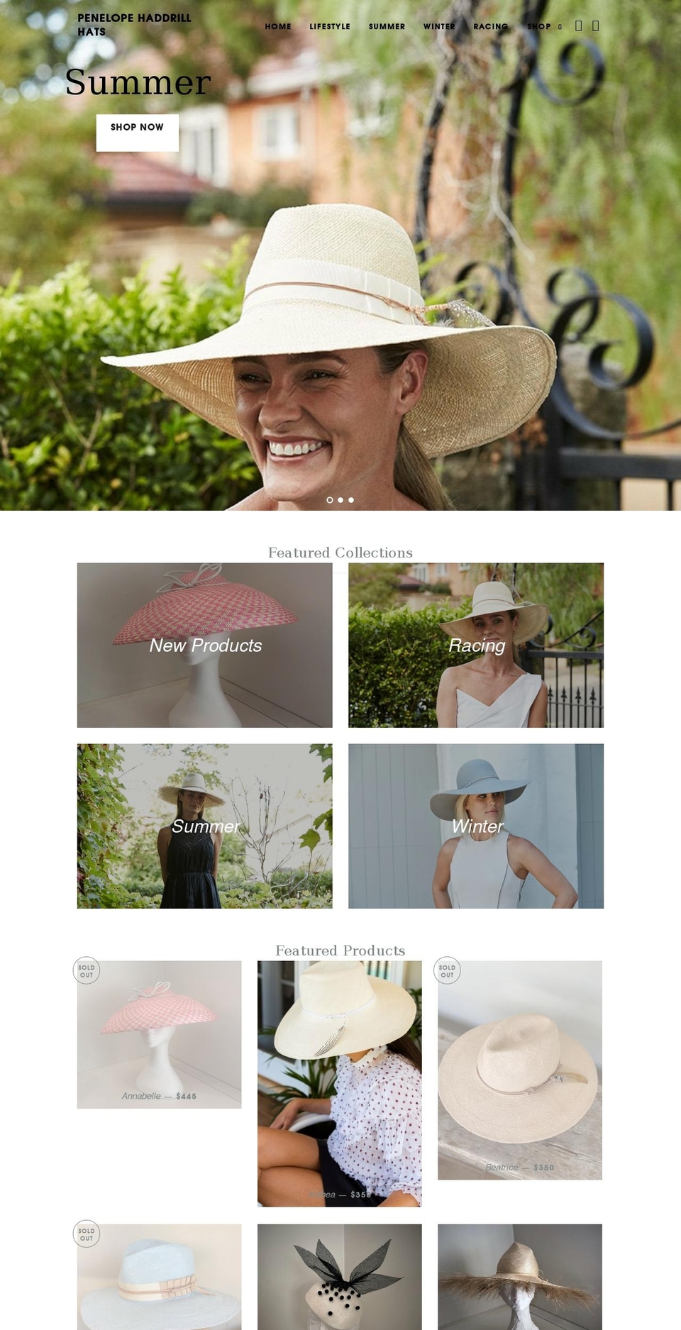 penelopehaddrillhats.com.au shopify website screenshot