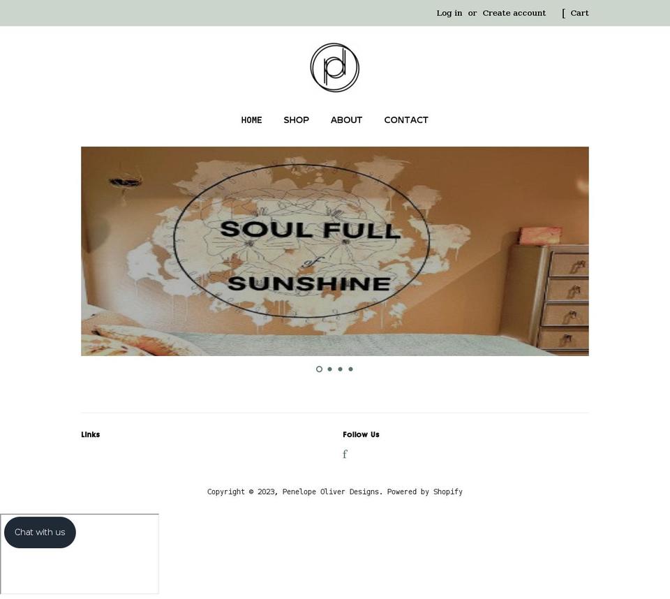 penelopeoliverdesigns.com shopify website screenshot