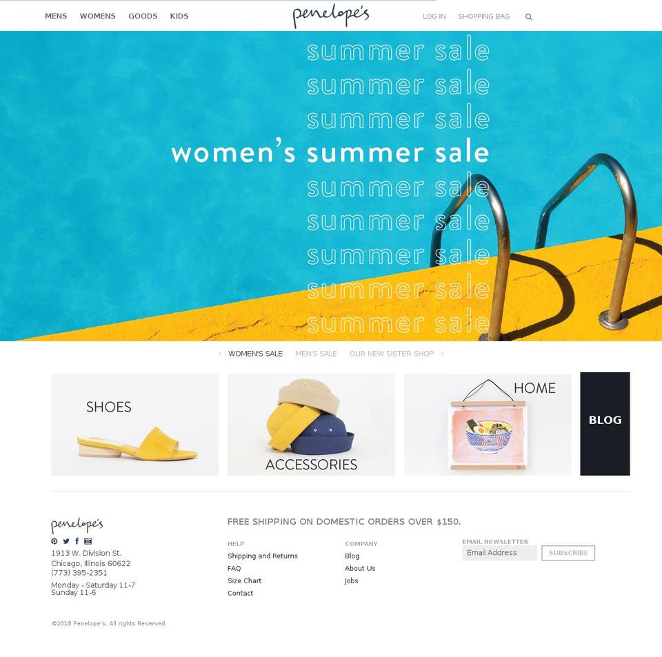 penelopeschicago.com — Shopify storefront screenshot