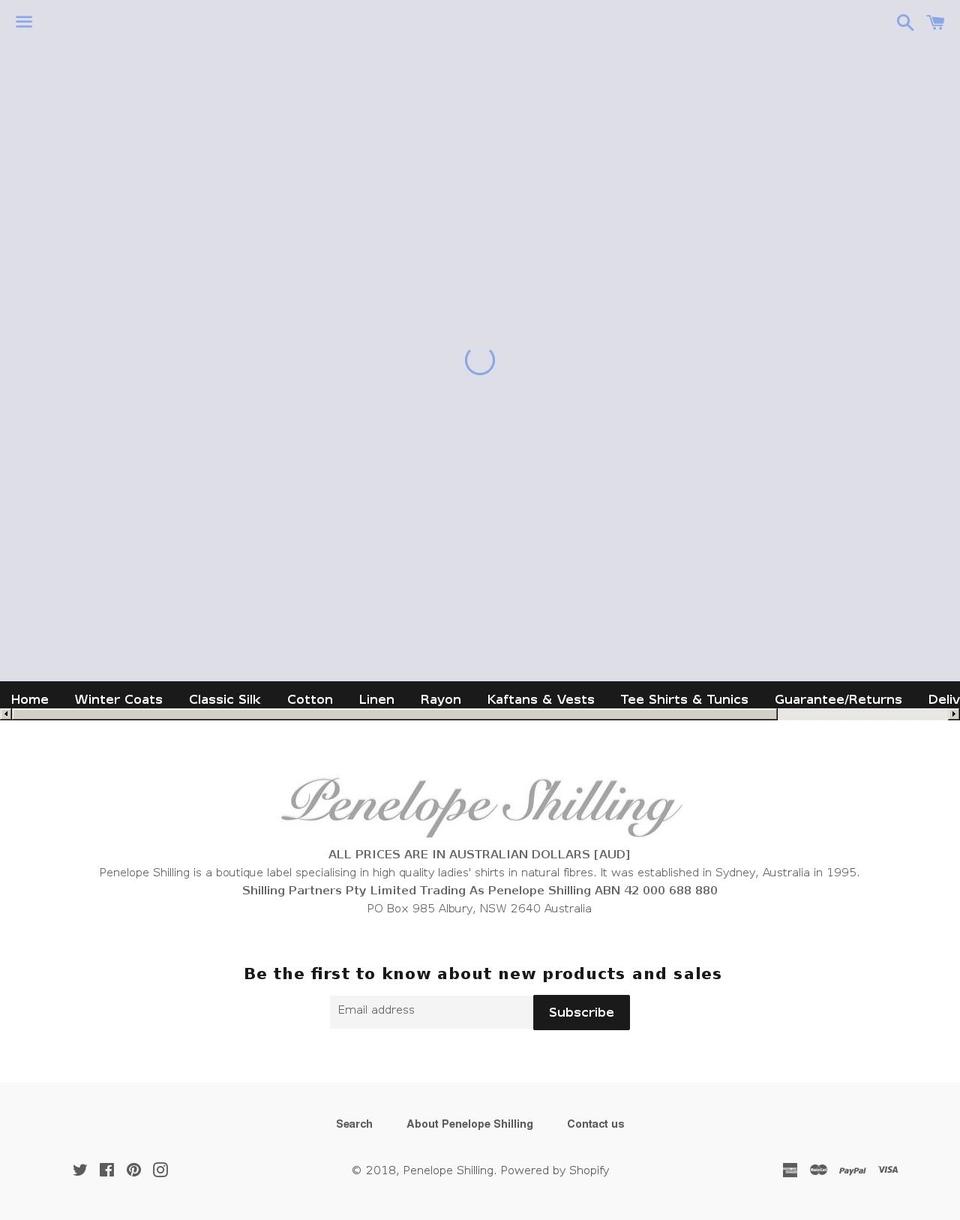 penelopeshilling.com — Shopify storefront screenshot