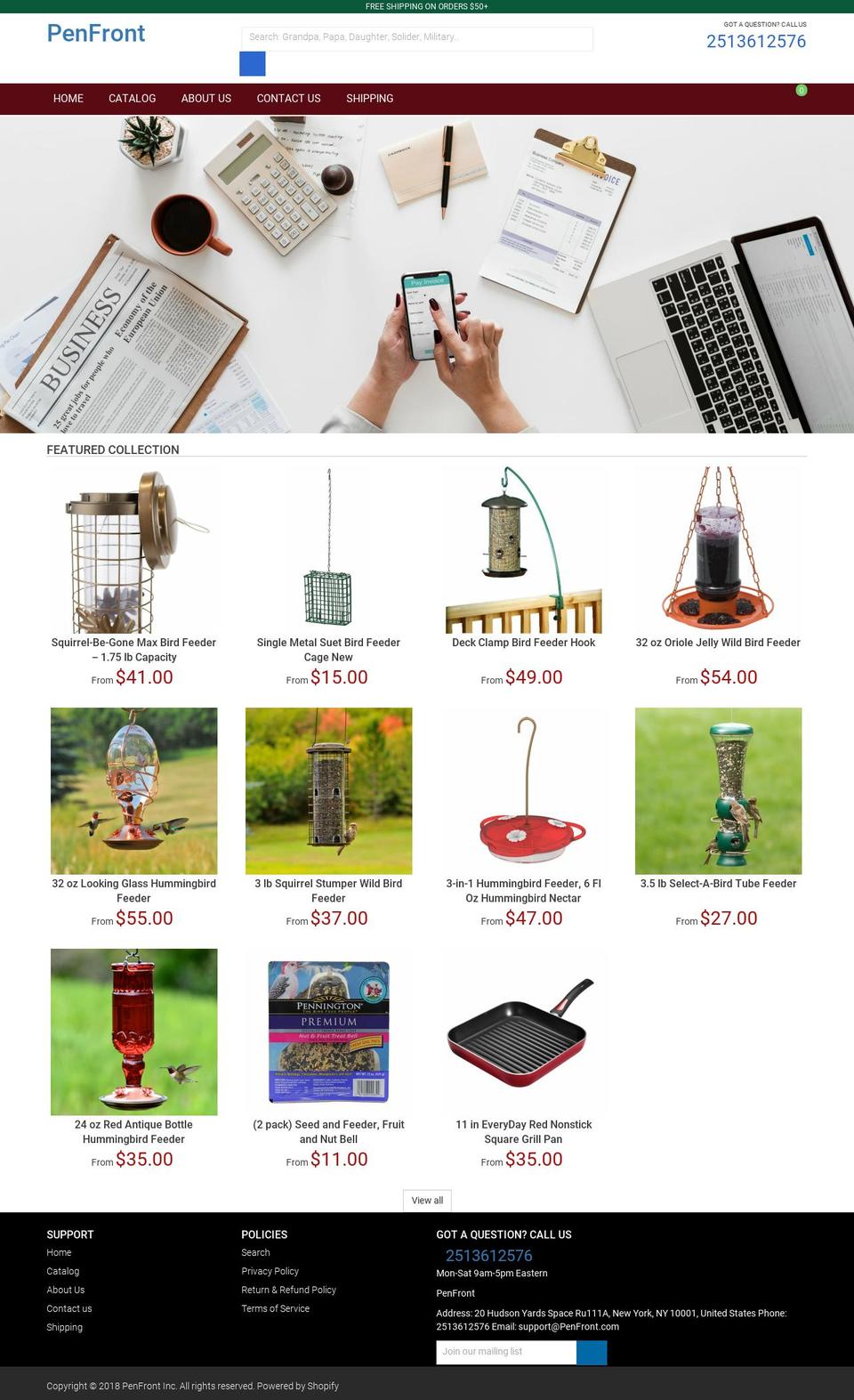 penfront.com shopify website screenshot