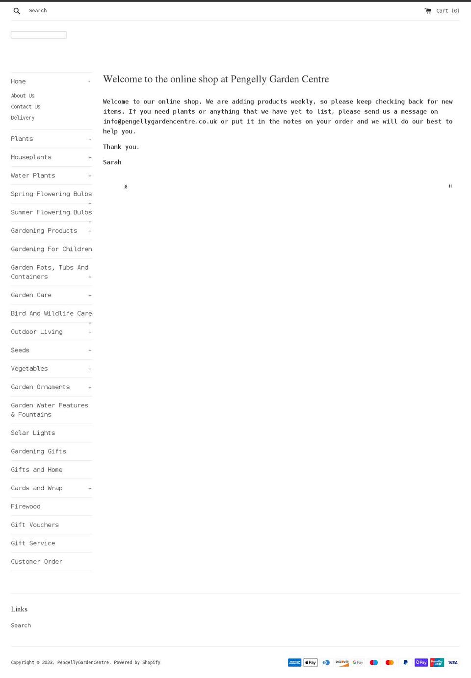 pengelly-garden-centre.myshopify.com shopify website screenshot