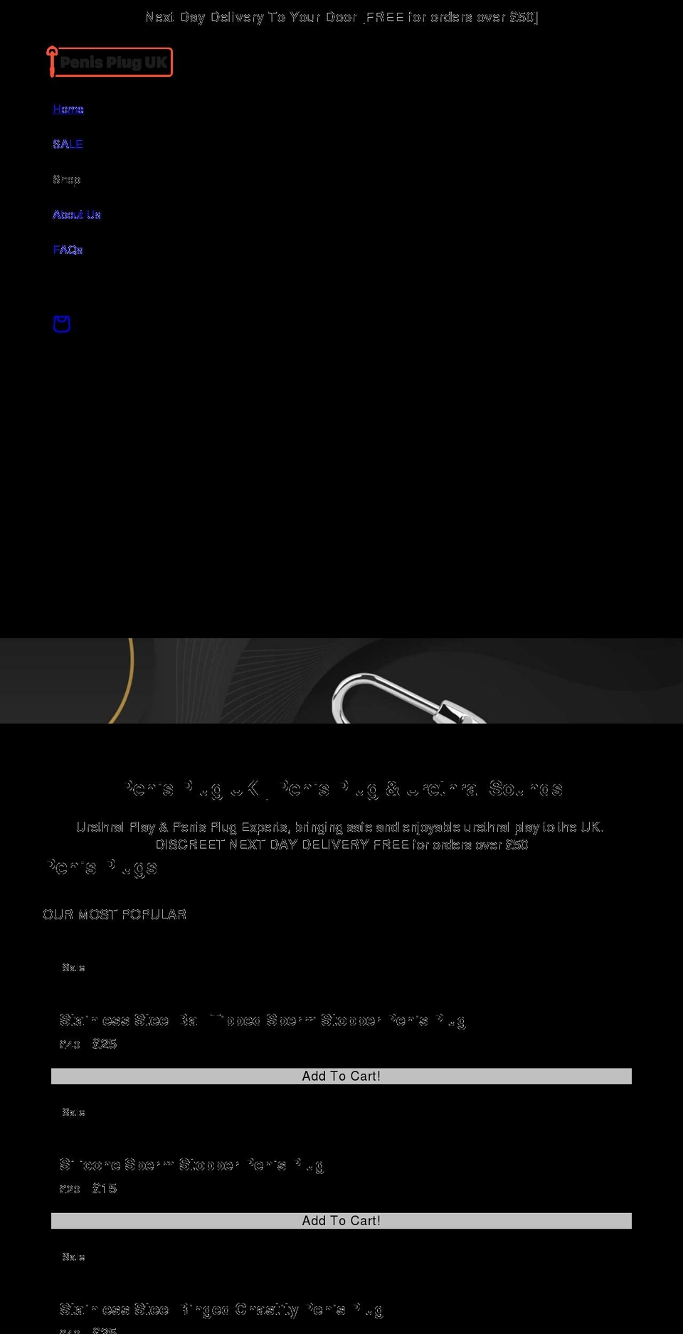 penisplug.co.uk shopify website screenshot