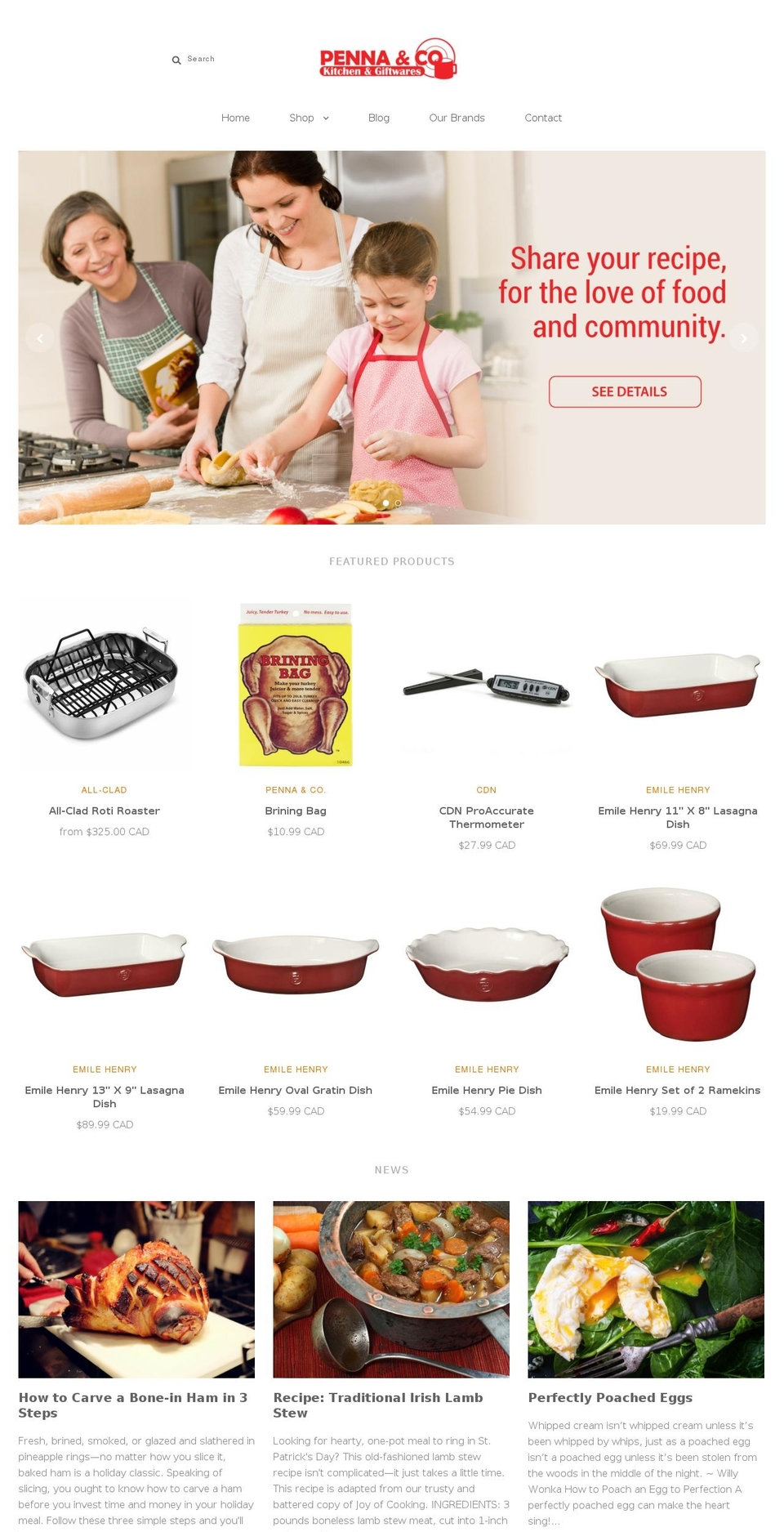 pennakitchen.com shopify website screenshot