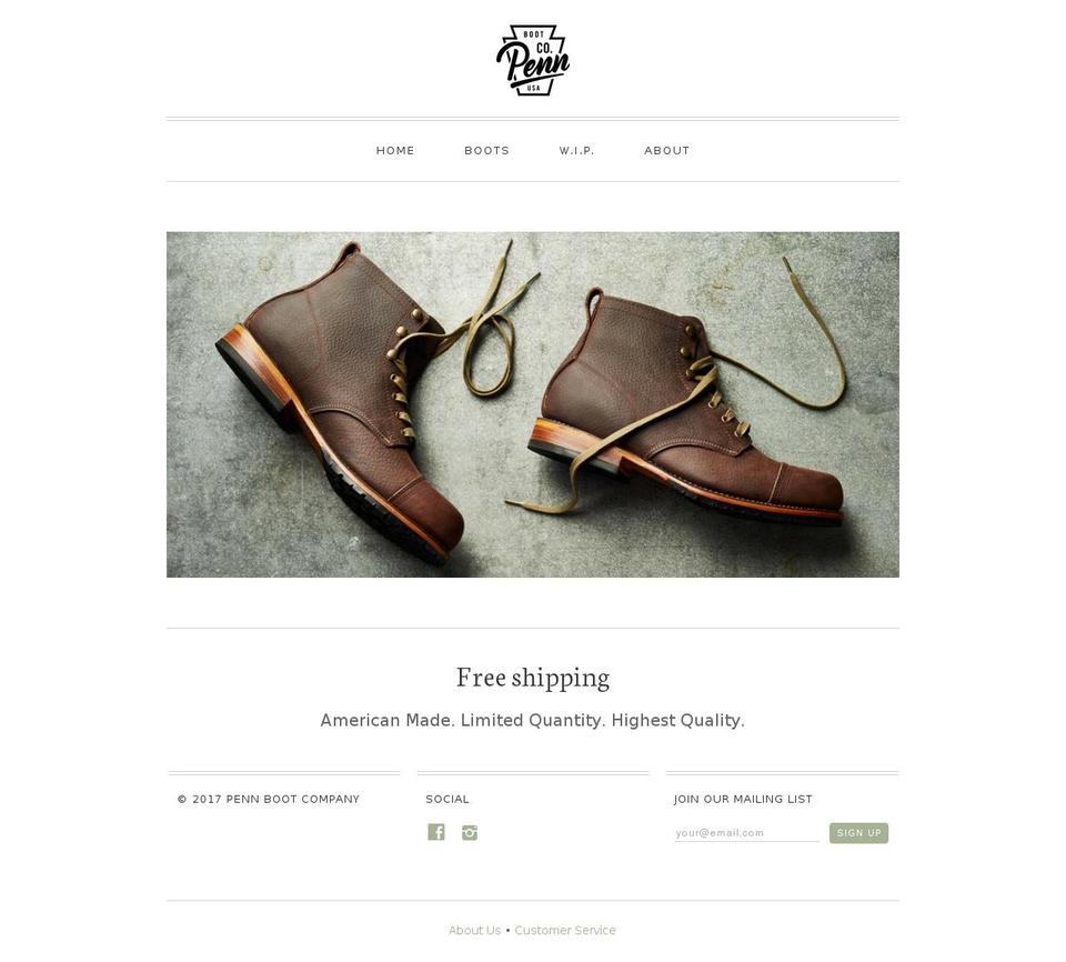pennbootcompany.com shopify website screenshot